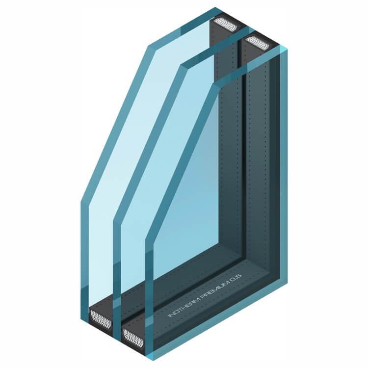 Prikaz trislojne zasnove stekel v vhodnih vratih Inothem.